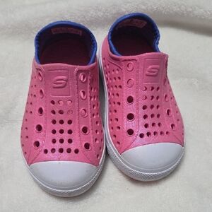 Skechers Kids Pink and White Slip-On Sneakers